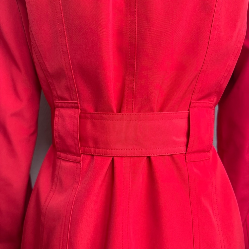 Calvin Klein Red Trench Coat with Belt - Picture 7 of 10